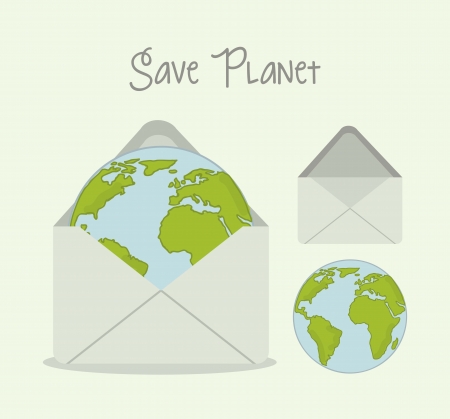 save planet over green background. vector illustrationのイラスト素材