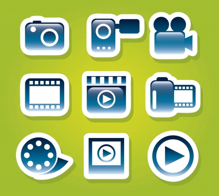 Illustration for video icons over green background. vector illustration - Royalty Free Image