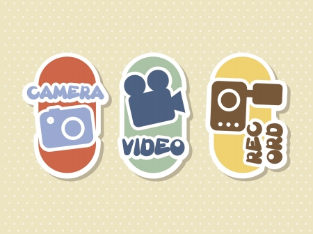 video icons over beige background. vector illustrationのイラスト素材