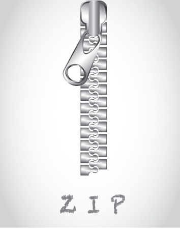 Chrome Zipper over white background vector illustrationのイラスト素材