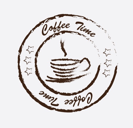 Coffe time stamp over white background vector illustrationのイラスト素材