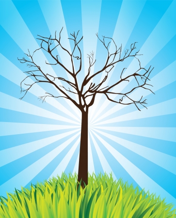 Tree over landscape background nature symbol vector illustrationのイラスト素材