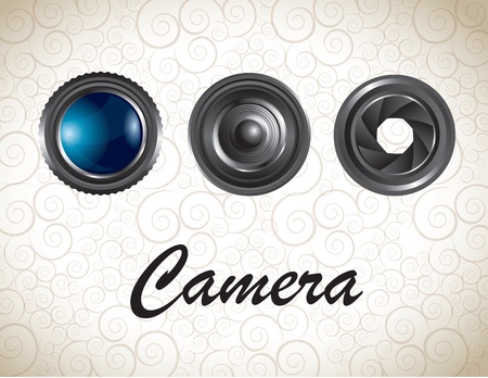 Lens of camera over vintage background vector illustrationのイラスト素材