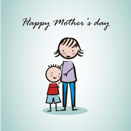 happy mothers day card with cartoons. illustrationのイラスト素材