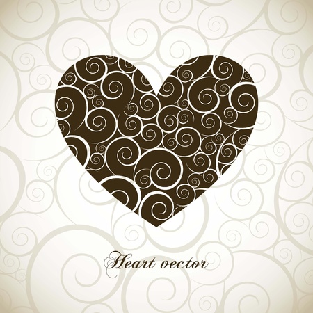 brown heart over beige background. illustrationのイラスト素材