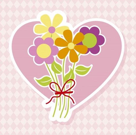 bouquet flowers over pink background. vector illustrationのイラスト素材
