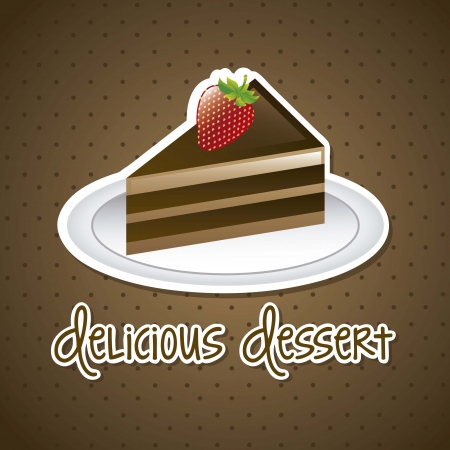 chocolated cake with strawberry over brown. vectorのイラスト素材