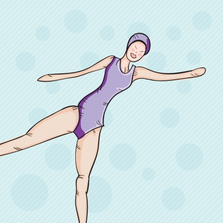 Girl doing synchronized swimming. Vector Illustrationのイラスト素材