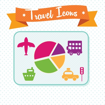 Travel and Transport Colorful Icons (collection set)のイラスト素材
