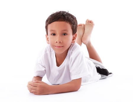 child support on the floor as a sign of relaxation and happinessの写真素材