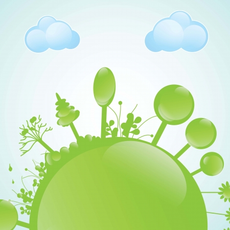 Earth, planet and nature icons colorful concets. Vector illustrationのイラスト素材