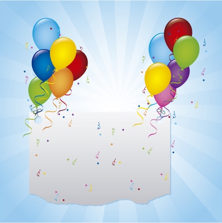 balloons birthday over blue background. vector illustrationのイラスト素材