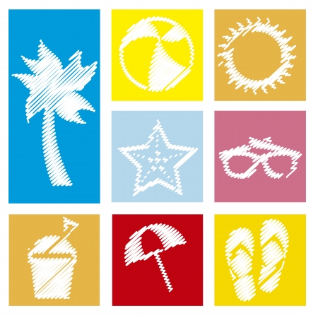 summer icons over squares background. vector illustrationのイラスト素材