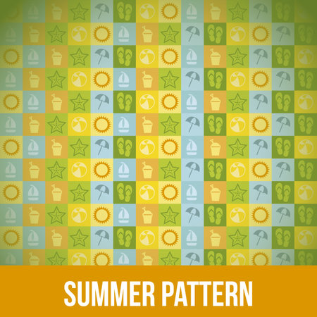 summer icons over squares background. vector illustrationのイラスト素材