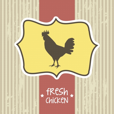 fresh chicken label over beige background. vector illustrationのイラスト素材