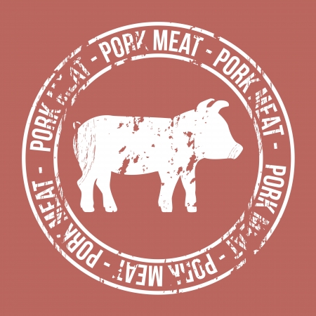 pork meat label over red background. vector illustrationのイラスト素材
