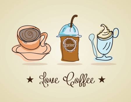 Coffee Icons ( colorful colletions, hand drawn). Vector Illustrationsのイラスト素材