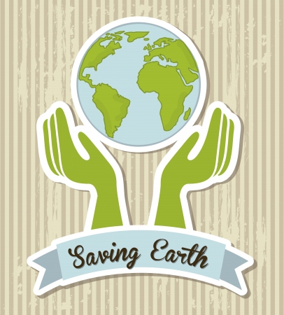 saving earth over brown background. vector illustrationのイラスト素材