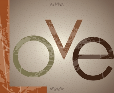 Love label over vintage background illustration  のイラスト素材