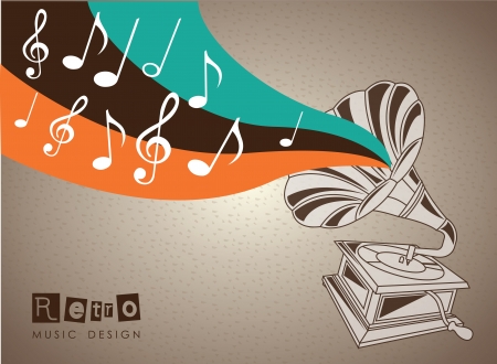 Gramophone label over vintage background illustrationのイラスト素材