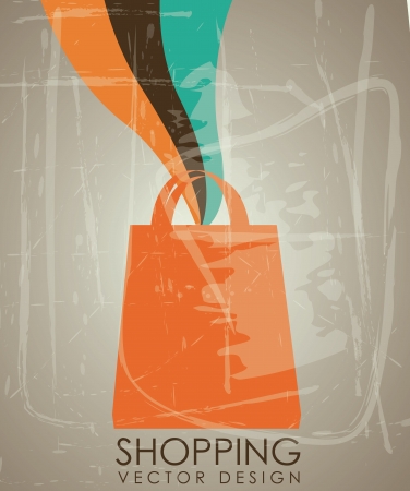 Shopping bag over vintage background illustrationのイラスト素材