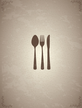 Cutlery old over vintage background illustrationのイラスト素材