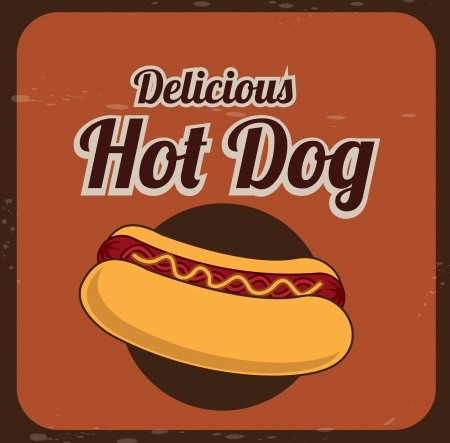 Hot dog over vintage background illustrationのイラスト素材