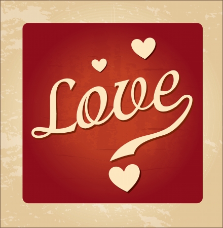 Illustrazione per Love card label over vintage background illustration - Immagini Royalty Free