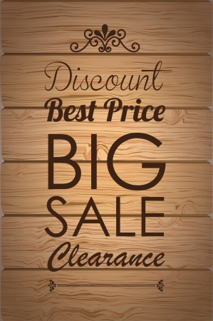 Big sale label over wood background illustrationのイラスト素材