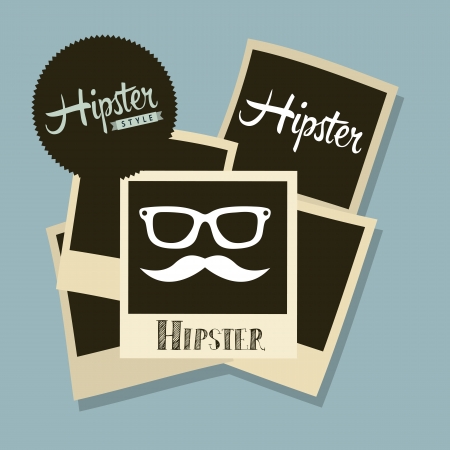 hipster illustration over blue background, old styleのイラスト素材