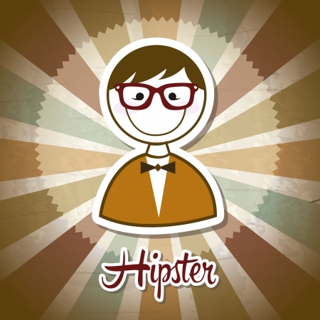 hipster illustration over retro background, old styleのイラスト素材
