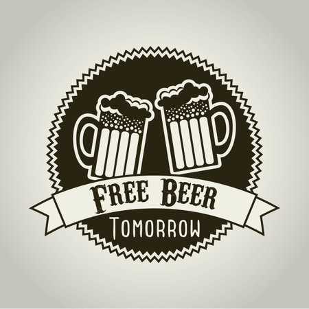 free beer tomorrow illustration, vintage style illustrationのイラスト素材