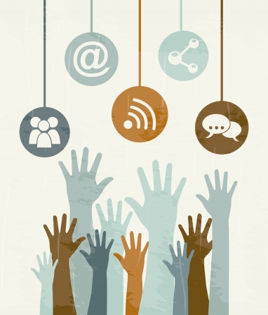 social media vintage over beige background illustrationのイラスト素材