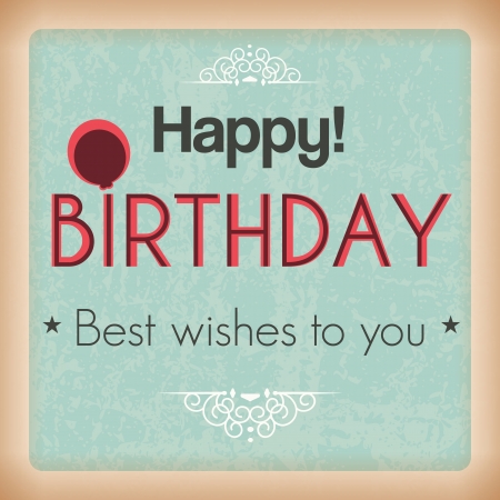 Retro happy Bday Card (vintage background). Vector Illustrationのイラスト素材