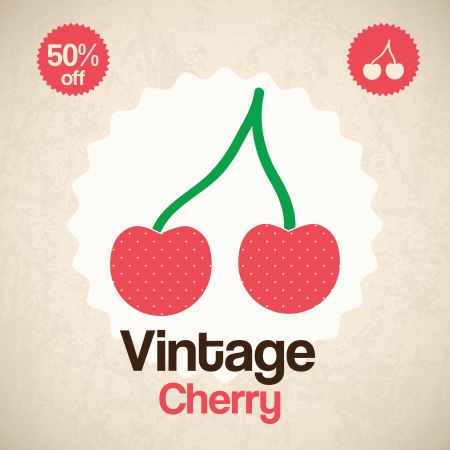 Vintage Cherry, ( for poster, card & print). Vector Illustrationのイラスト素材