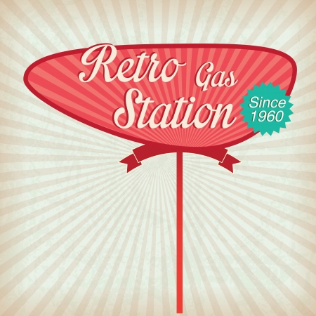 Retro Gas Station ( vintage concept illustration). Vector のイラスト素材