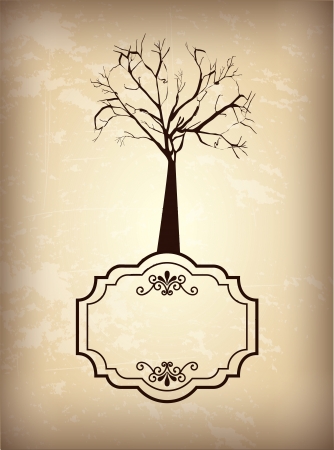 Tree over vintage and brown background vector illustrationのイラスト素材