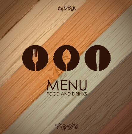 Cutlery icons over wooden background vector illustrationのイラスト素材
