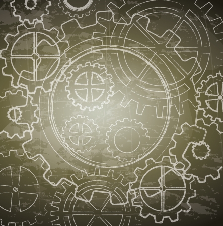 Vintage gears over brown background vector illustrationのイラスト素材