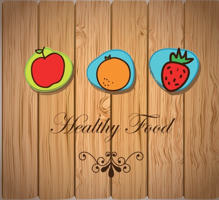 healthy food icons over wood background vector illustrationのイラスト素材