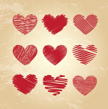 striped red  hearts over vintage background vector illustrationのイラスト素材