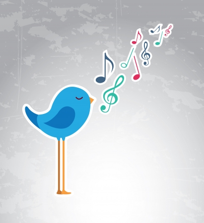 Note musical and bird over vintage backgroundのイラスト素材