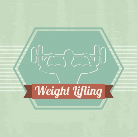 weight lifting label over green background. vector illustrationのイラスト素材