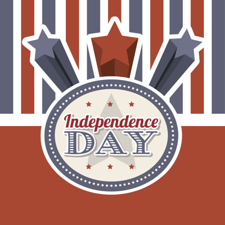 independence day illustration over red background. vectorのイラスト素材