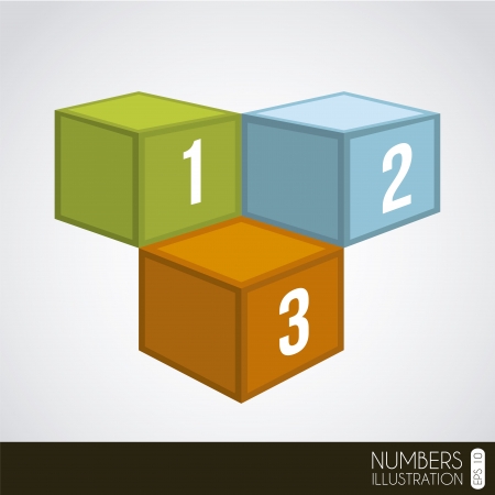 cubic numbers over gray background illustrationのイラスト素材