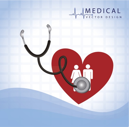 stethoscope examining over blue grid illustrationのイラスト素材