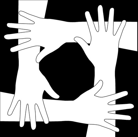 white hands over black background illustration のイラスト素材