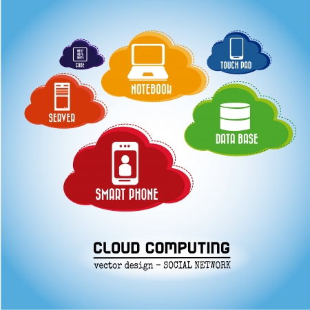 technological clouds over sky background vector illustration のイラスト素材