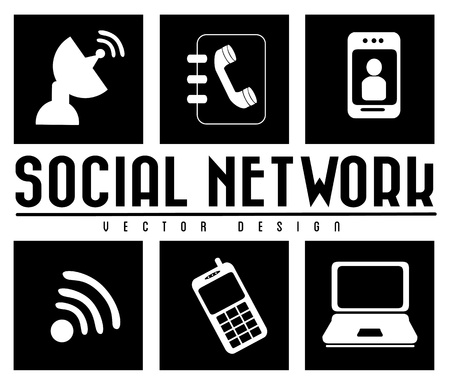 monochrome social network over white background vector illustration のイラスト素材