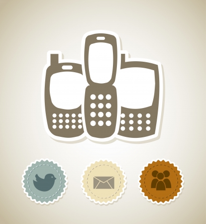 smartphones over beige  background vector illustartion のイラスト素材